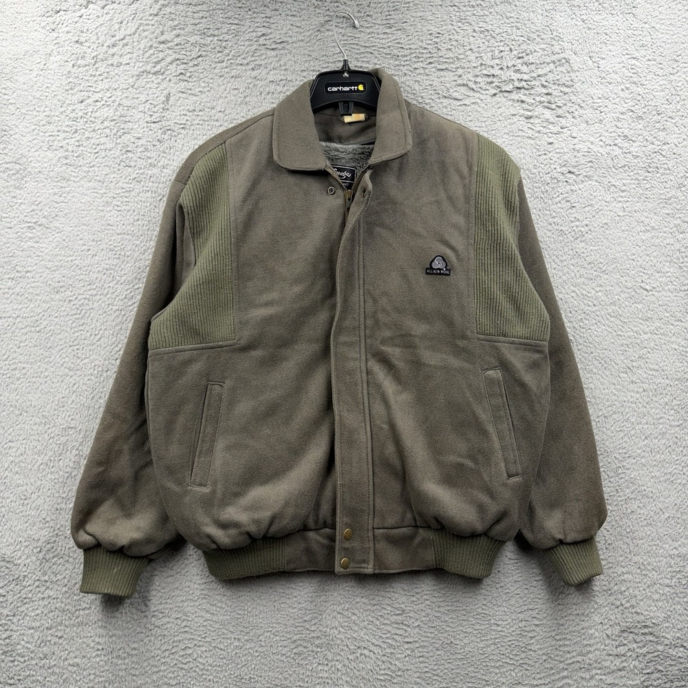 Vintage Smaga All New Wool Bomber Jacket Coat Gray Men's XL Fur Lined 80s Boxy